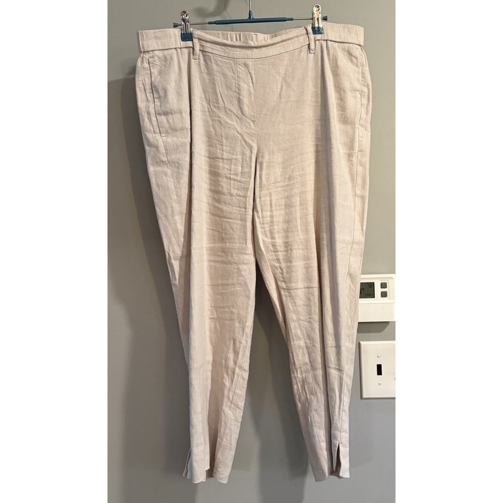 J Jill Linen Pants Stretch Wide Leg Ankle Crop Lagenlook Boho Minimalist Large